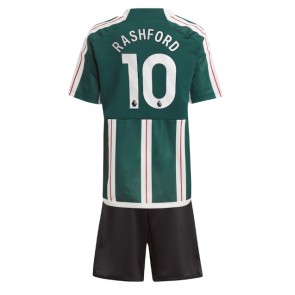 Manchester United Marcus Rashford #10 kläder Barn 2023-24 Bortatröja Kortärmad (+ korta byxor)